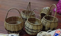 Round cane baskets.